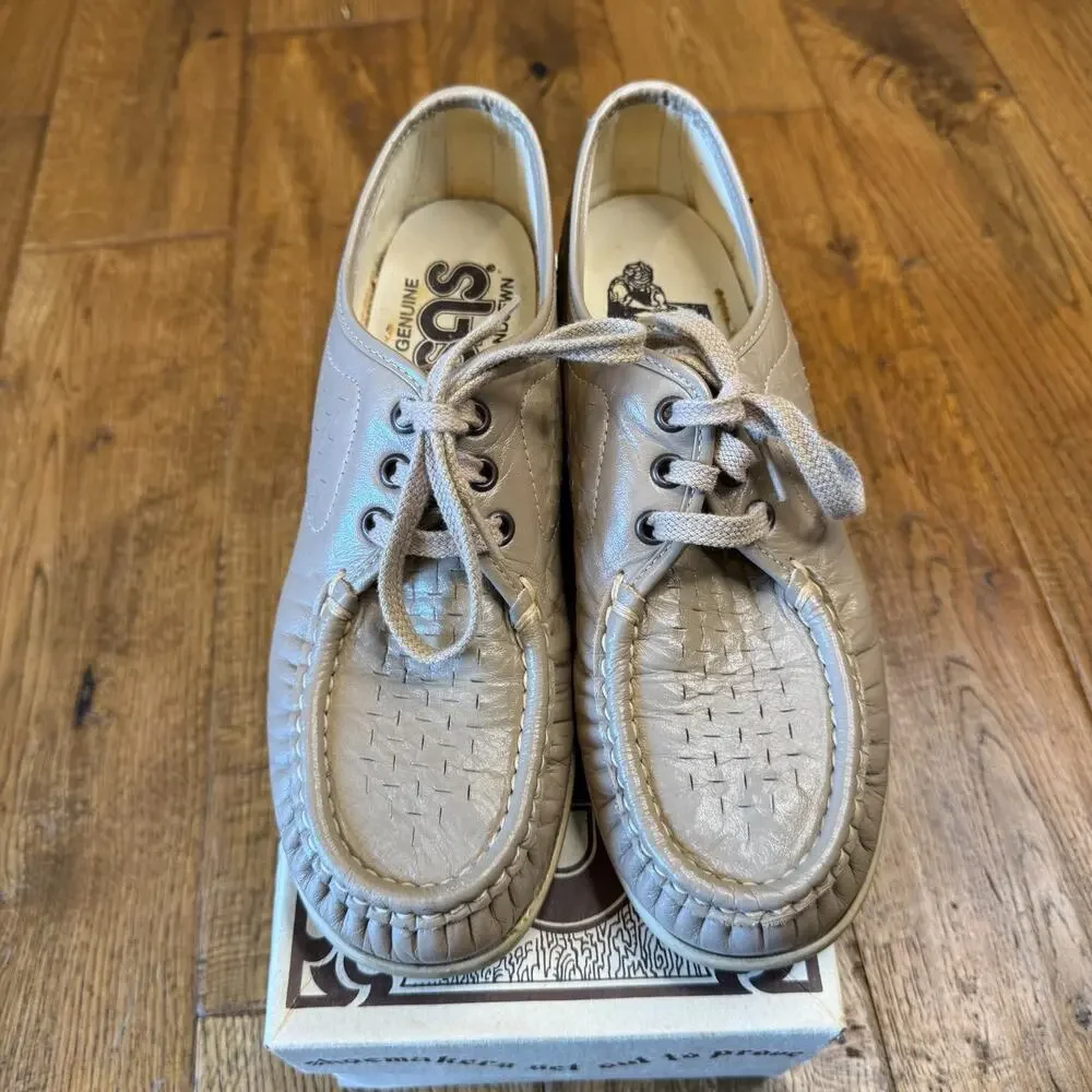 SAS Womens Lattice Supersoft Mocha Tan Lace-up Walking Shoes 9 N Narrow - Picture 3 of 7